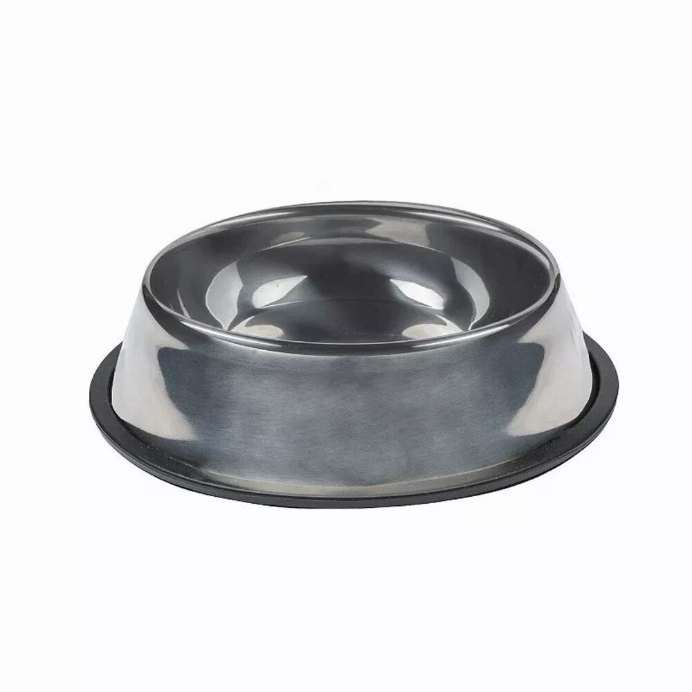 Sportpet Silver Stainless Steel Pet Bowl with Non-Skid Base for Dogs  - large